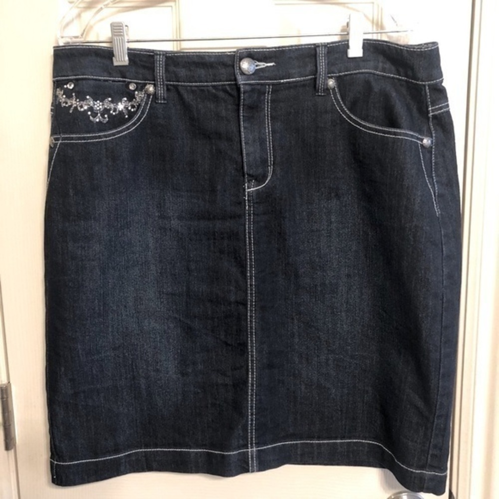 Embellished Levi Knee Length Skirt